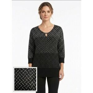 Adrienne Vittadini Geometric Knit Sweater Size L